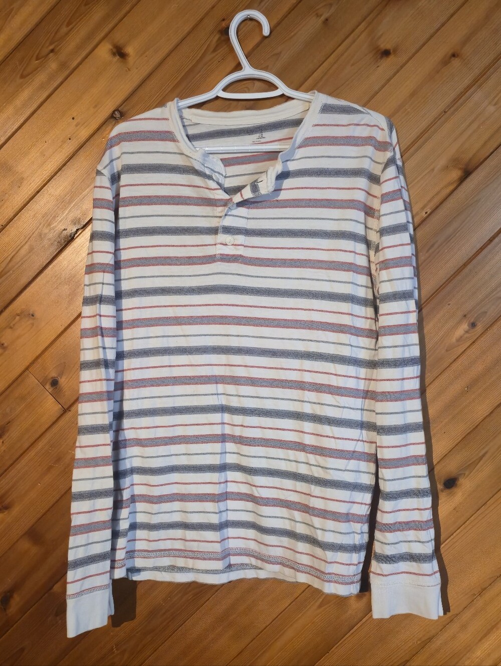 Gap Mens Vintage Henley Long Sleeve Striped Lightweight Cotton Medium